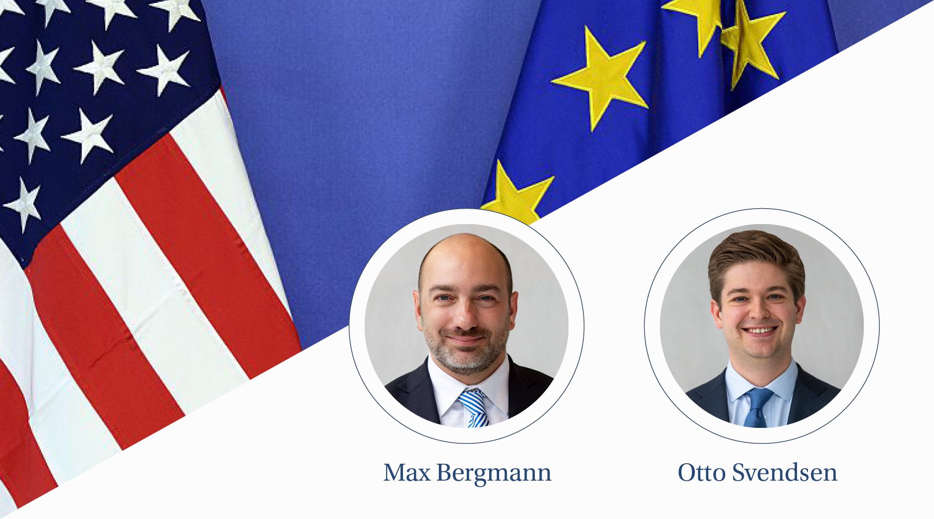 The U.S. and EU flags stand side by side.