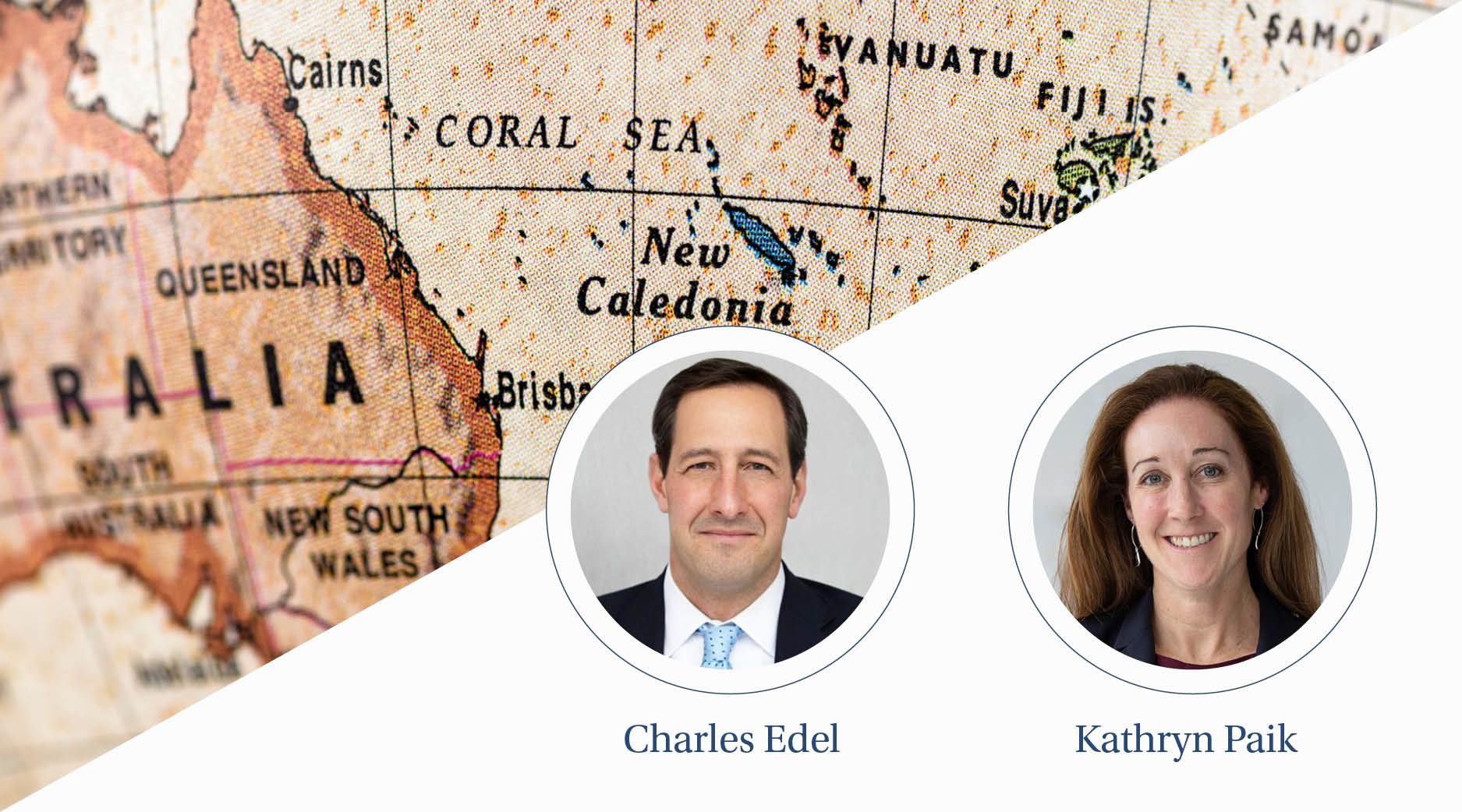 A close-up of Australia, New Zealand, and Oceania on a globe.