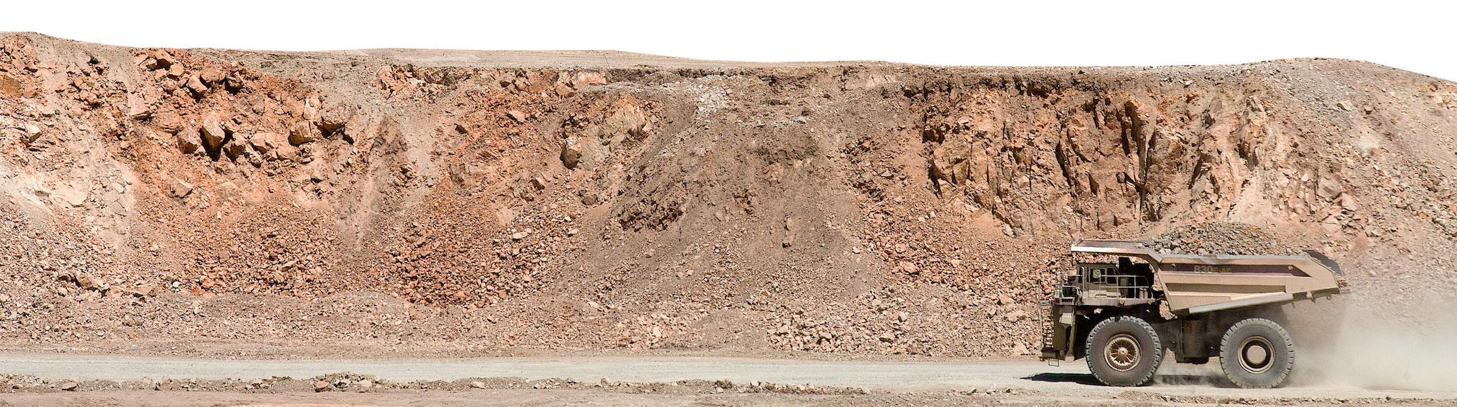 A dump truck transporting copper material at the La Caridad open pit copper mine in Sonora, Mexico.