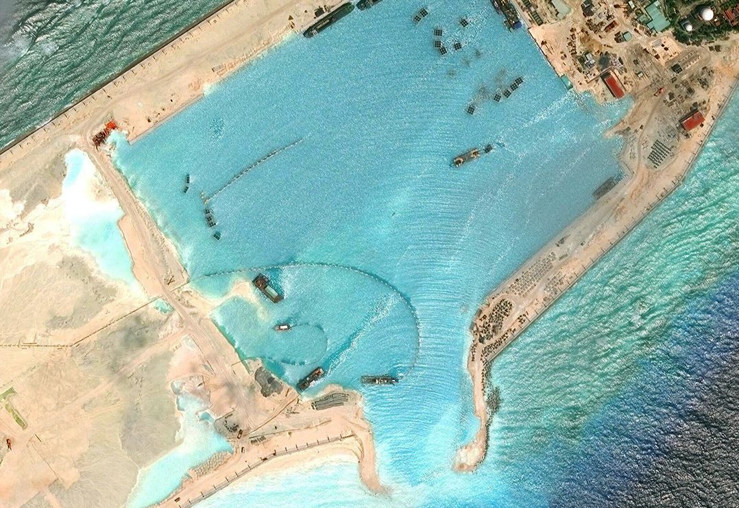 Satellite imagery of Vietnam's cutter suction dredging at Pearson Reef on September 16, 2023.