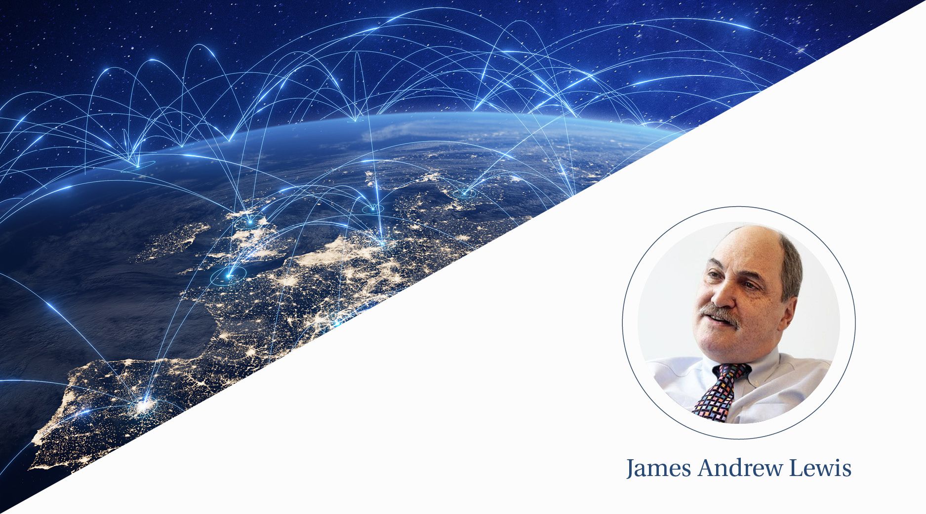 A view of the earth at night from space as glowing arches connect the globe.