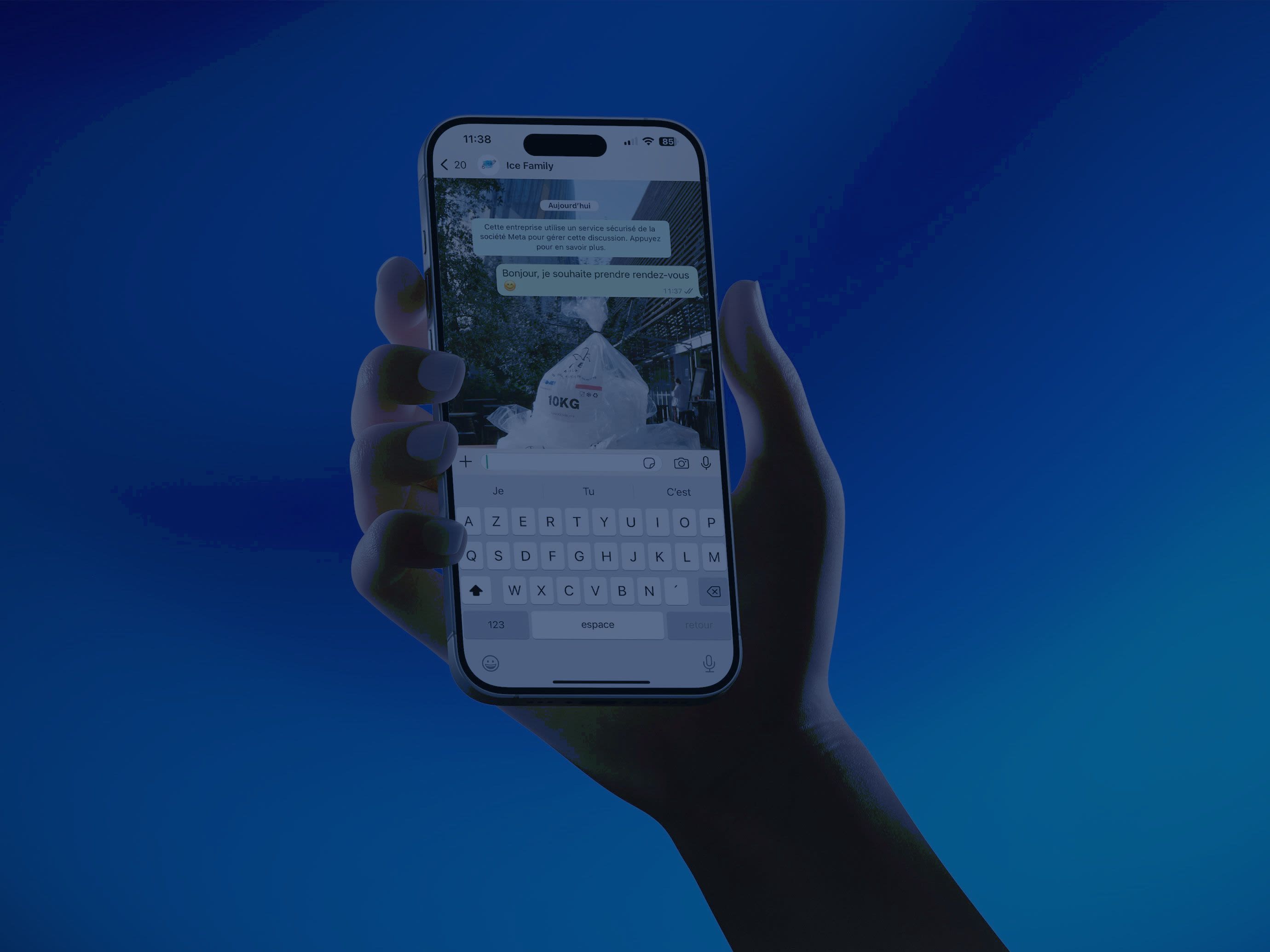 Hand holding smartphone showing messaging app | Photo by Ice Family on Unsplash