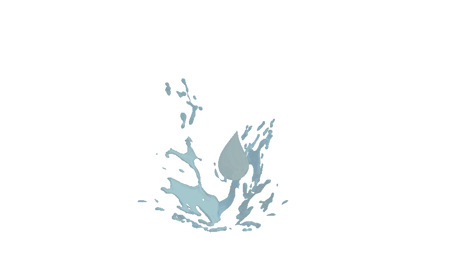 Rotating water droplet within water splash icon