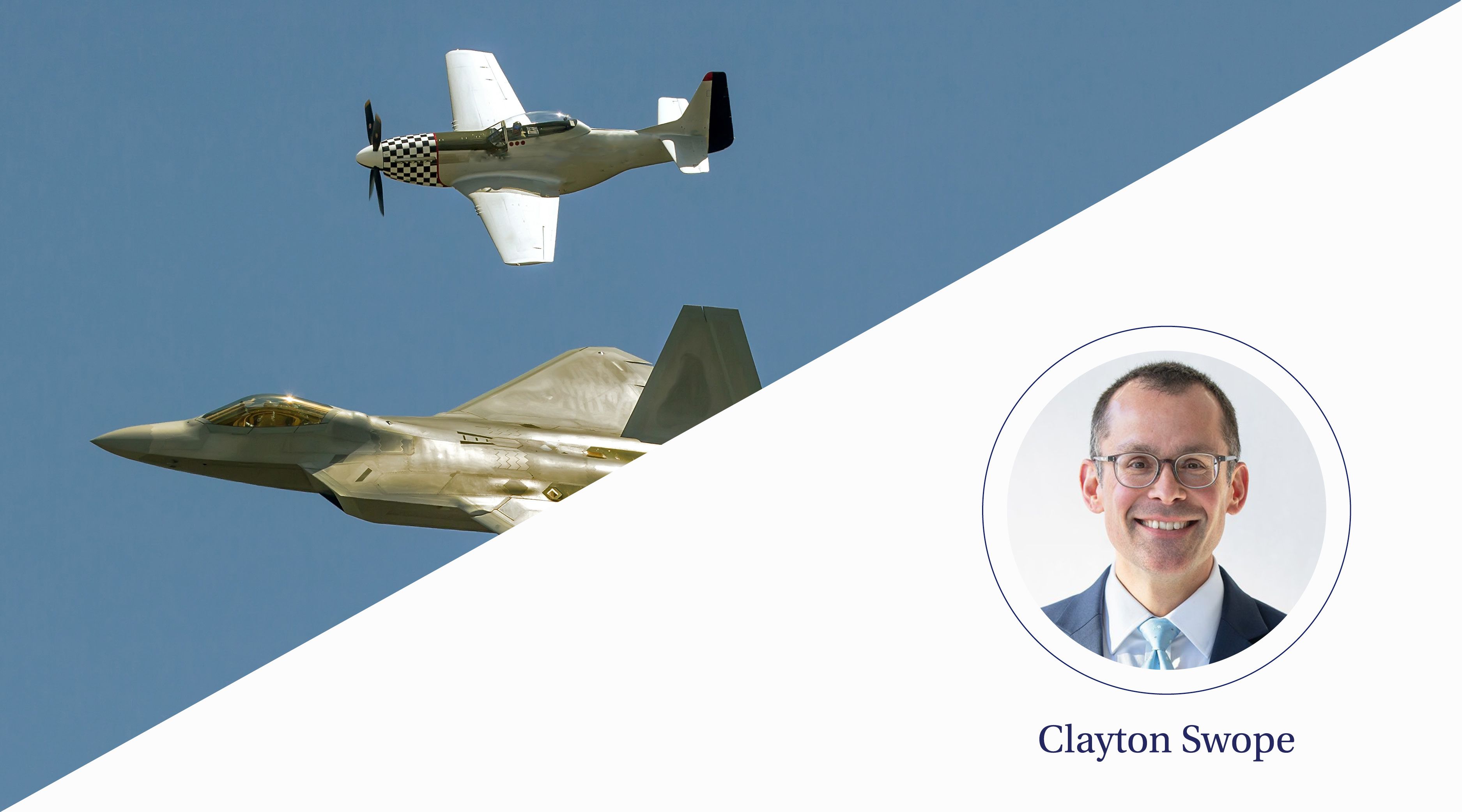 Two planes soar in a clear sky.